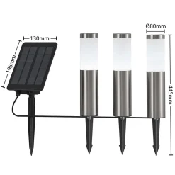 Lindby Lexiane LED-solcellelamper, sett med 3, stål New