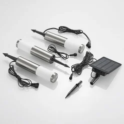 Lindby Lexiane LED-solcellelamper, sett med 3, stål New