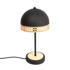 Lindby Lonnaris bordlampe med rotting, svart| Bordlamper