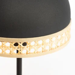 Lindby Lonnaris bordlampe med rotting, svart| Bordlamper