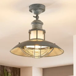 Lindby Louisanne taklampe, grågrønn, metall, Ø 35cm| Design- Og Hotellbelysning