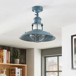 Lindby Louisanne taklampe, grågrønn, metall, Ø 35cm| Design- Og Hotellbelysning