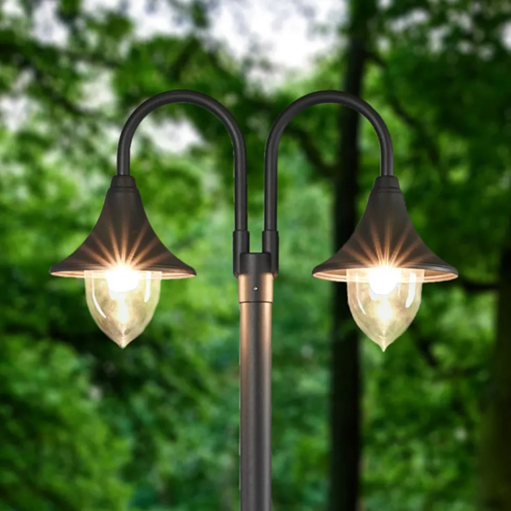 Lindby Madea utelampe, grå, 2 lyskilder, 212 cm, E27, IP44| Lyktestolper