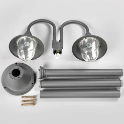 Lindby Madea utelampe, grå, 2 lyskilder, 212 cm, E27, IP44| Lyktestolper