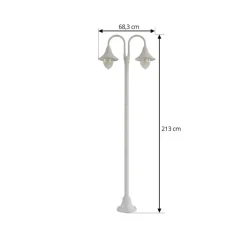 Lindby Madea utelampe, hvit, 2 lyskilder, 213 cm, E27, IP44| Lyktestolper
