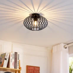 Lindby Maivi taklampe, svart, 30 cm, jern, bur Hot