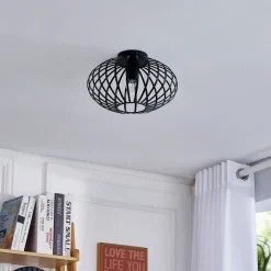 Lindby Maivi taklampe, svart, 30 cm, jern, bur Hot