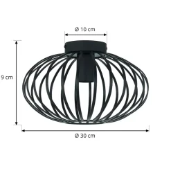 Lindby Maivi taklampe, svart, 30 cm, jern, bur Hot