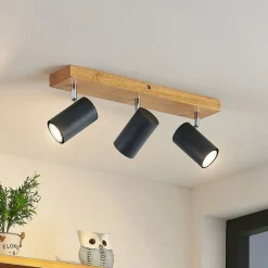 Lindby Maniva downlight, 44 cm, 3 lyskilder, svart, GU10| Spotter I Tak|Taklamper