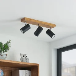 Lindby Maniva downlight, 44 cm, 3 lyskilder, svart, GU10| Spotter I Tak|Taklamper