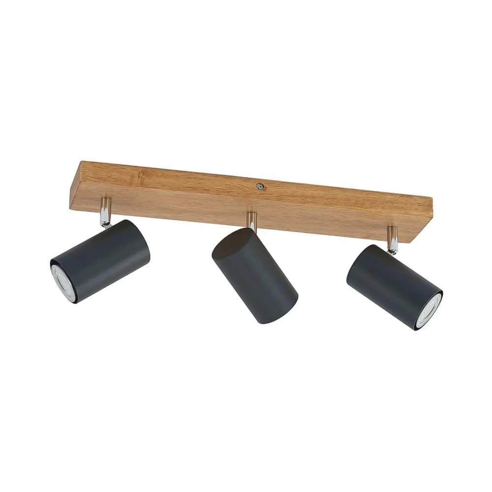 Lindby Maniva downlight, 44 cm, 3 lyskilder, svart, GU10| Spotter I Tak|Taklamper