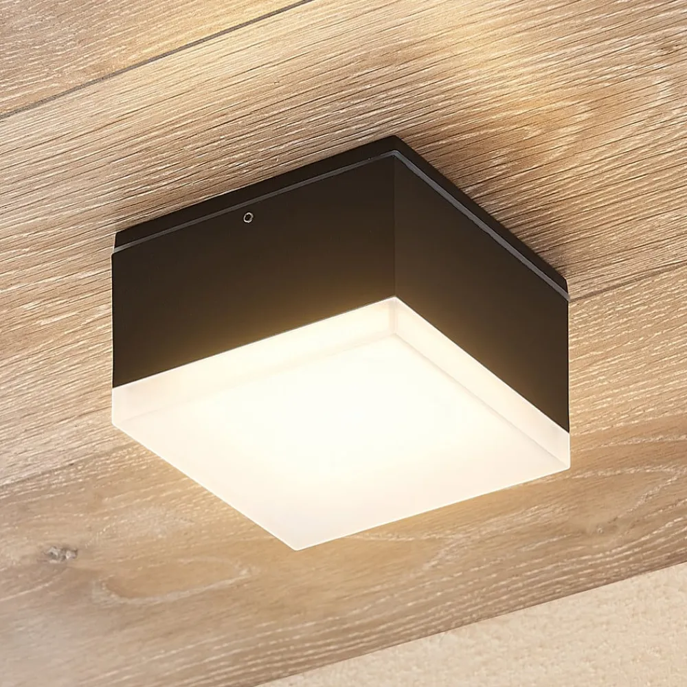 Lindby Mathea utendørs LED-taklampe, kantet| Kommersiell Utebelysning|Led-Utendørs