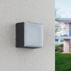 Lindby Mathea utendørs LED-taklampe, kantet| Kommersiell Utebelysning|Led-Utendørs