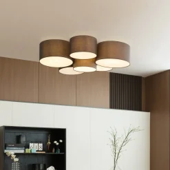 Lindby Maureka taklampe, 94 cm, 6 lyskilder, tekstil Clearance