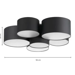 Lindby Maureka taklampe, 94 cm, 6 lyskilder, tekstil Clearance