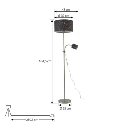 Lindby Melanie gulvlampe, grå, stoff, Ø 36 cm, 2 lyskilder.| Gulvlamper