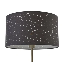 Lindby Melanie gulvlampe, grå, stoff, Ø 36 cm, 2 lyskilder.| Gulvlamper