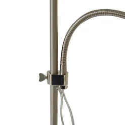 Lindby Melanie gulvlampe, grå, stoff, Ø 36 cm, 2 lyskilder.| Gulvlamper