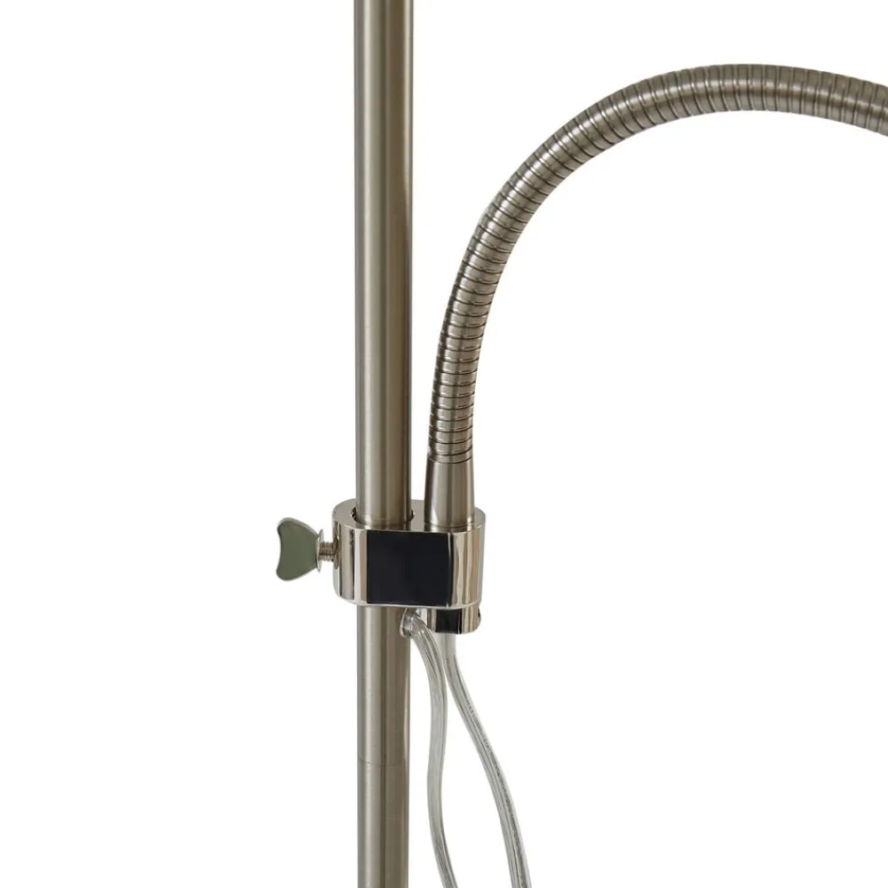 Lindby Melanie gulvlampe, grå, stoff, Ø 36 cm, 2 lyskilder.| Gulvlamper