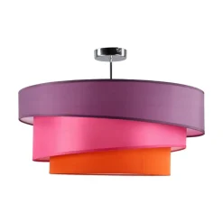 Lindby Melia taklampe, lilla/rosa/oransje, tekstil, Ø56cm| Design- Og Hotellbelysning|Taklamper