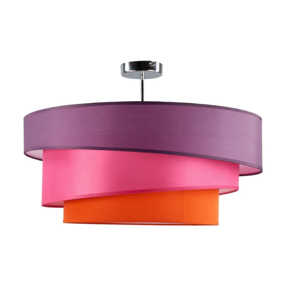 Lindby Melia taklampe, lilla/rosa/oransje, tekstil, Ø56cm| Design- Og Hotellbelysning|Taklamper