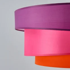 Lindby Melia taklampe, lilla/rosa/oransje, tekstil, Ø56cm| Design- Og Hotellbelysning|Taklamper