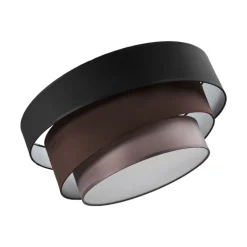 Lindby Melia taklampe, svart/brun, tekstil, Ø 56cm| Design- Og Hotellbelysning|Taklamper