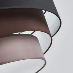 Lindby Melia taklampe, svart/brun, tekstil, Ø 56cm| Design- Og Hotellbelysning|Taklamper