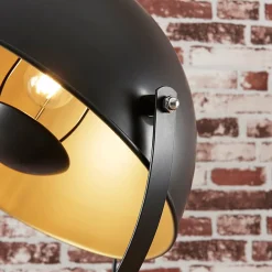 Lindby Meline gulvlampe, svart/gull, metall, stativ| Gulvlamper