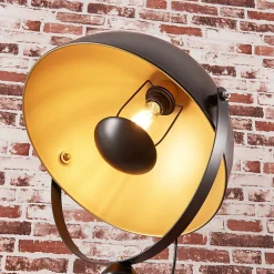 Lindby Meline gulvlampe, svart/gull, metall, stativ| Gulvlamper