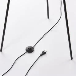 Lindby Meline gulvlampe, svart/gull, metall, stativ| Gulvlamper