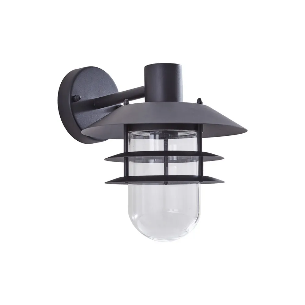 Lindby Meliora utendørs vegglampe, svart, jern, IP44, E27 Clearance