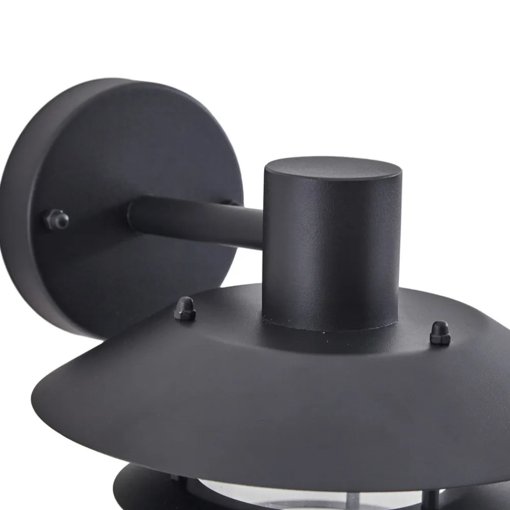 Lindby Meliora utendørs vegglampe, svart, jern, IP44, E27 Clearance