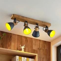 Lindby Merela spot, tre, svart, 4 lyskilder Hot