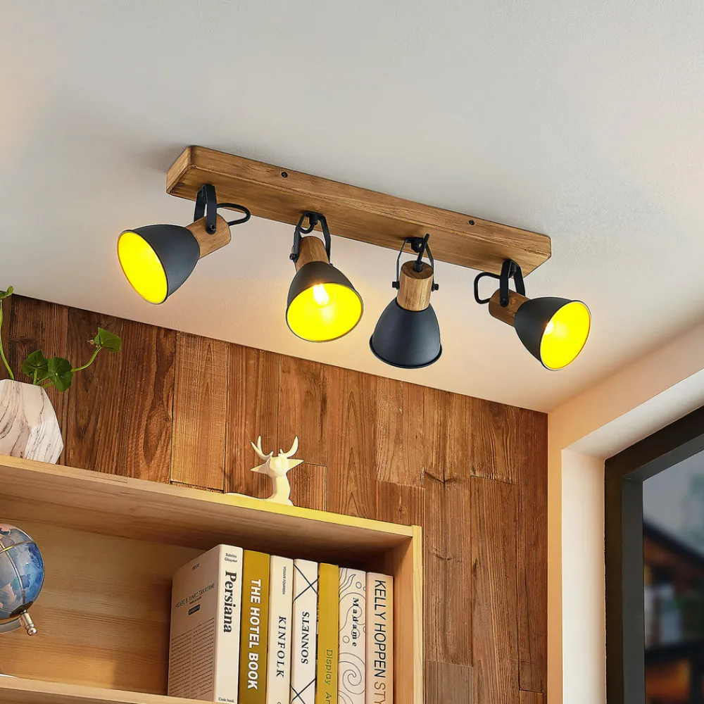 Lindby Merela spot, tre, svart, 4 lyskilder Hot