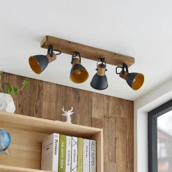 Lindby Merela spot, tre, svart, 4 lyskilder Hot