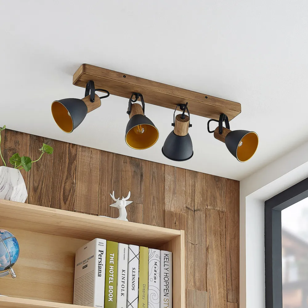 Lindby Merela spot, tre, svart, 4 lyskilder Hot