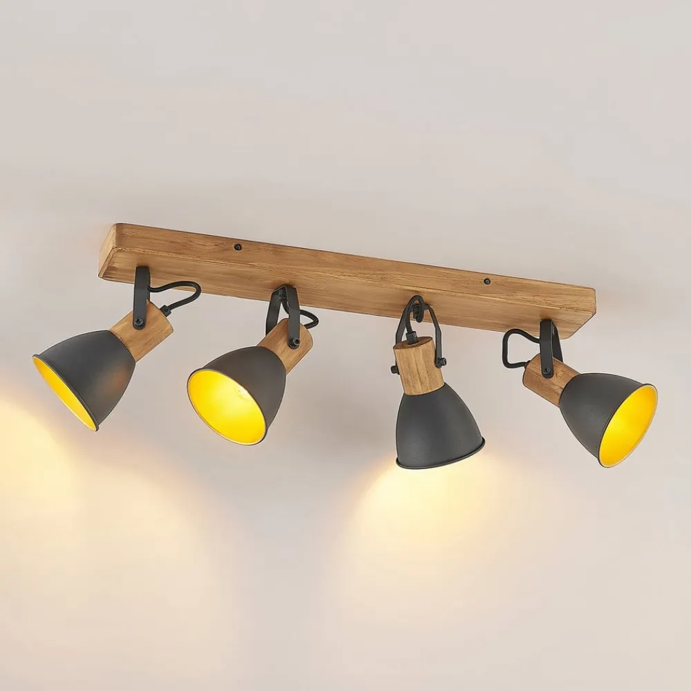 Lindby Merela spot, tre, svart, 4 lyskilder Hot