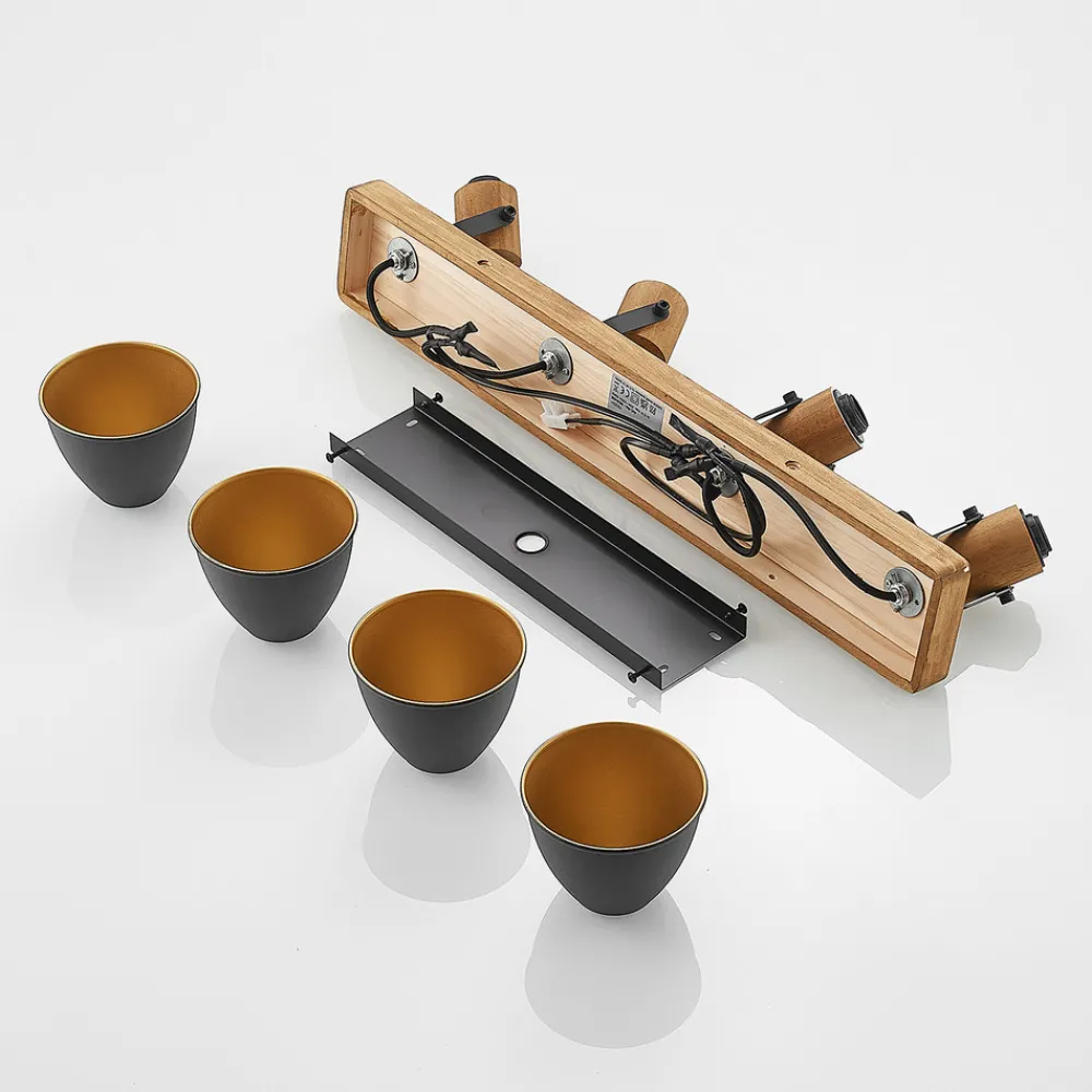 Lindby Merela spot, tre, svart, 4 lyskilder Hot