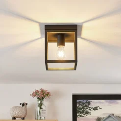 Lindby Meron taklampe, kasseformet, mørkegrå Sale