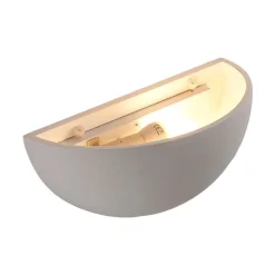 Lindby Narin uplight vegglampe, hvit, gips, halvsirkelformet, 28 cm| Design- Og Hotellbelysning