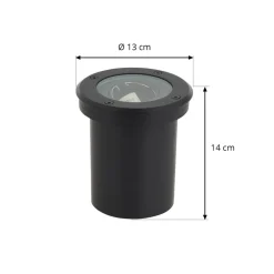 Lindby nedfelt lampe Cliff, Ø 13 cm, rund, svart| Terrassebelysning|Nedfelt Utebelysning
