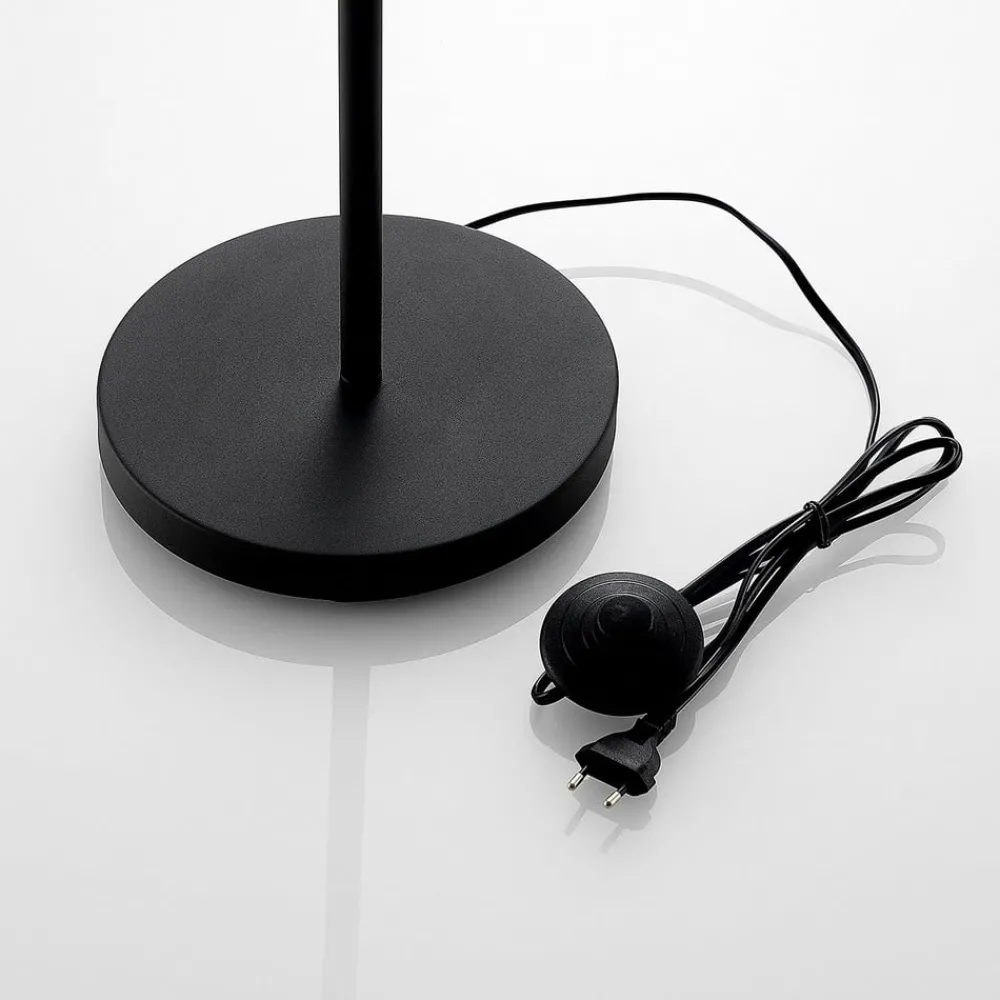 Lindby Nymar gulvlampe, tøy, svart gull| Gulvlamper