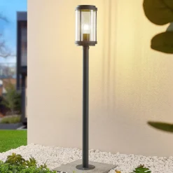 Lindby Ojali veilampe, rund, mørkegrå| Gatebelysning, Pullert Belysning