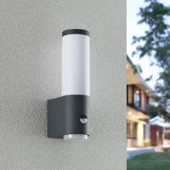 Lindby Okari utendørs vegglampe med sensor, rett| Vegglamper Med Sensor|Utebelysning Med Sensor