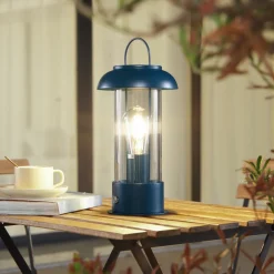 Lindby oppladbar bordlampe Yvette, blå, IP44, berøringsdimmer Clearance