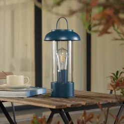 Lindby oppladbar bordlampe Yvette, blå, IP44, berøringsdimmer Clearance