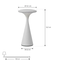 Lindby oppladbar LED-bordlampe Evelen, hvit, IP54, CCT Best