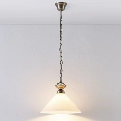 Lindby Otis pendellampe, Ø 30 cm, hvit, glass, kjegle, E27| Pendellamper