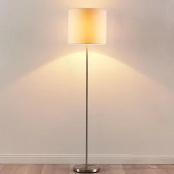 Lindby Parsa gulvlampe, hvit, tekstil, høyde 167 cm, E27| Gulvlamper